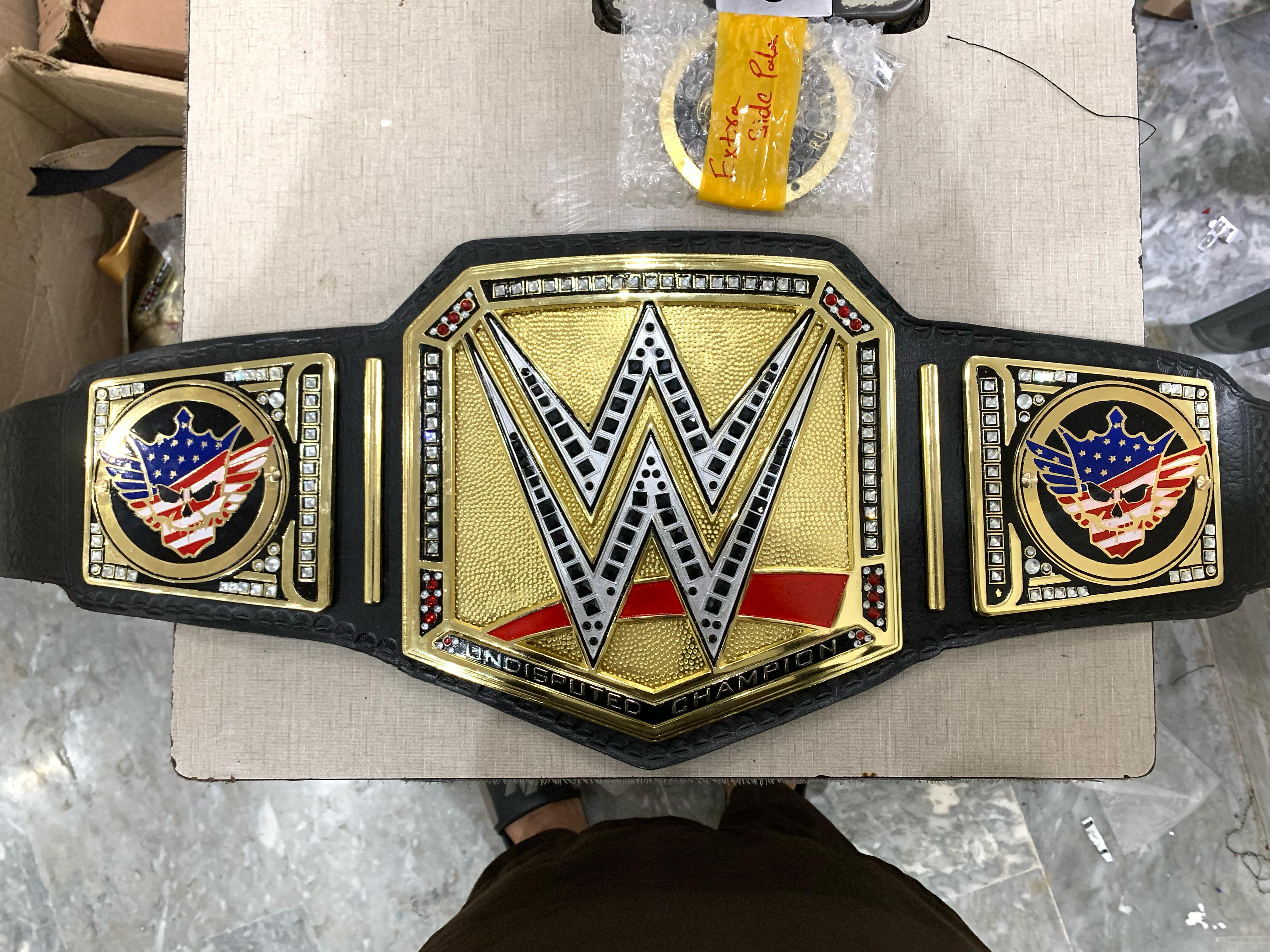 Gold-plated championship belt centre plate — freshly electroplated