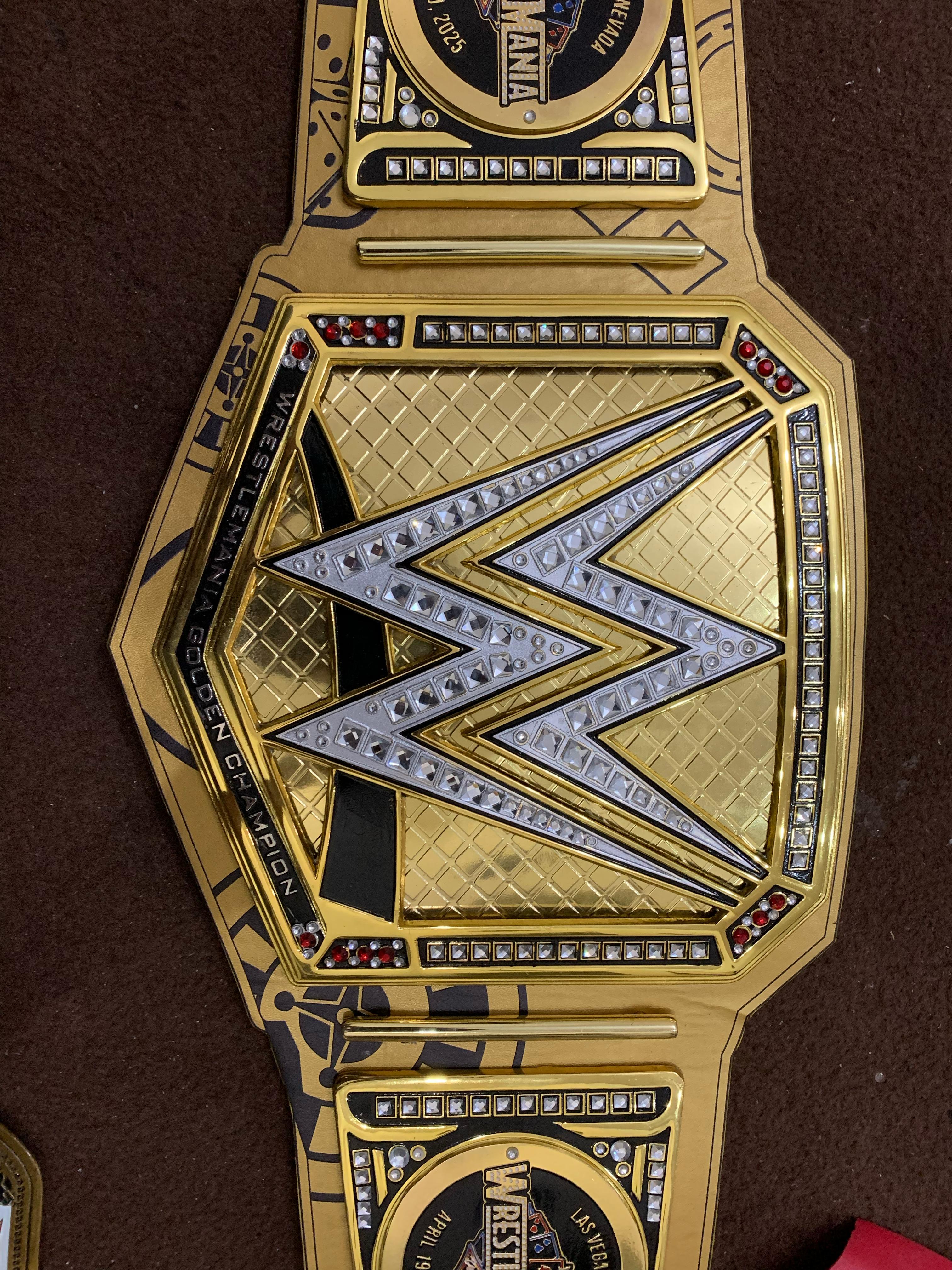 Championship belt side plates — custom engraving on zinc alloy