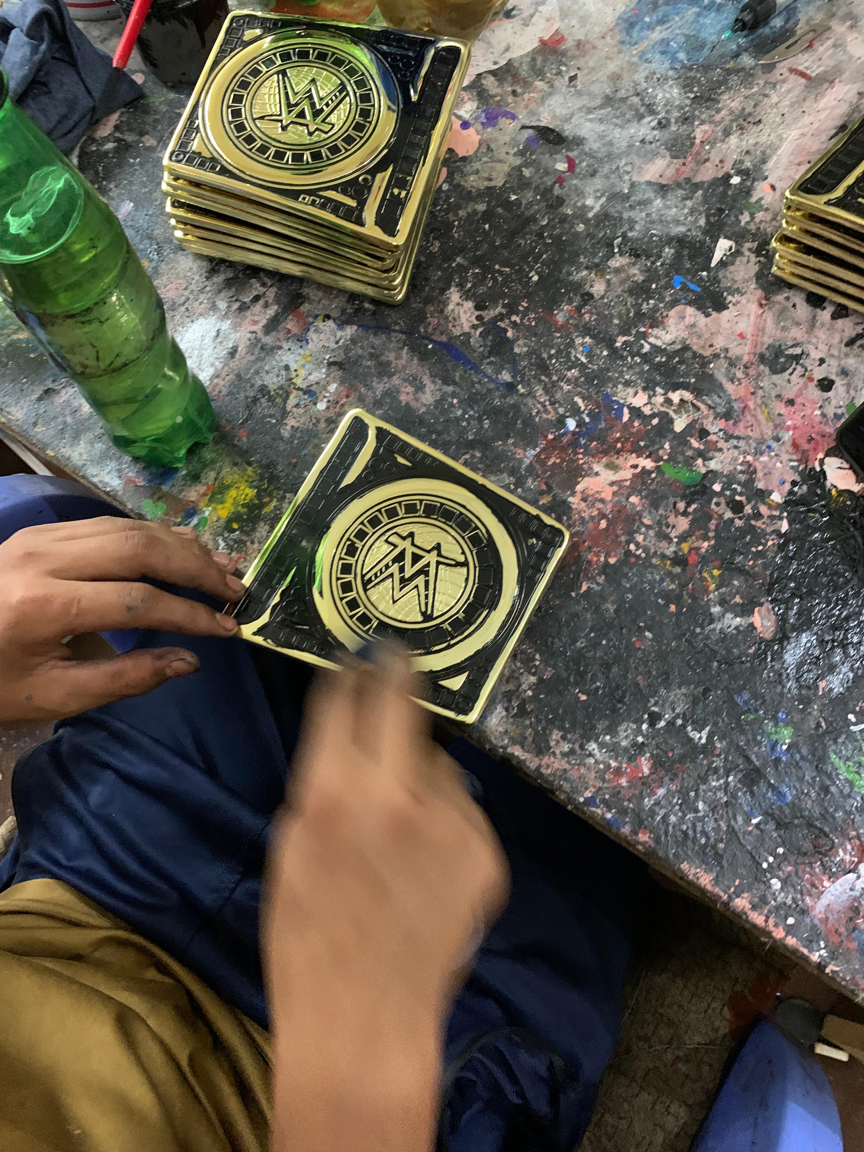 Championship belt order ready for dispatch — secured in shipping packaging